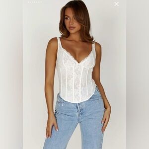 Meshki Elsie Lace Bustier Top - White XL
